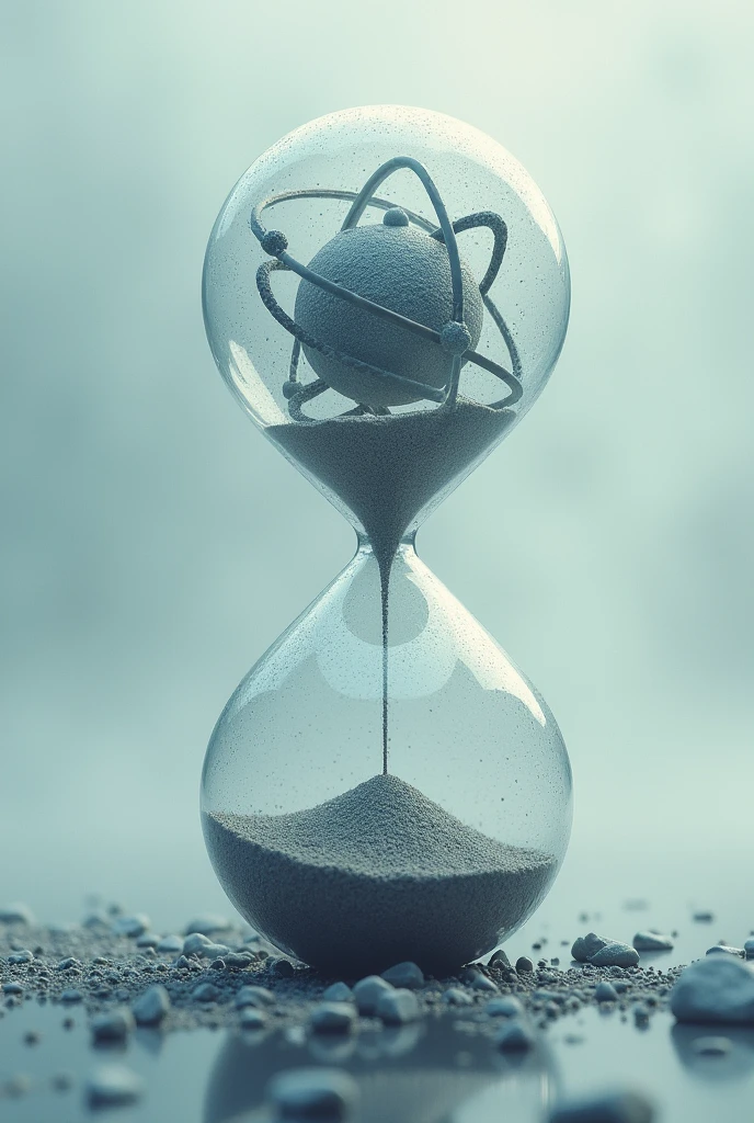 An atom and an hourglass fused together

