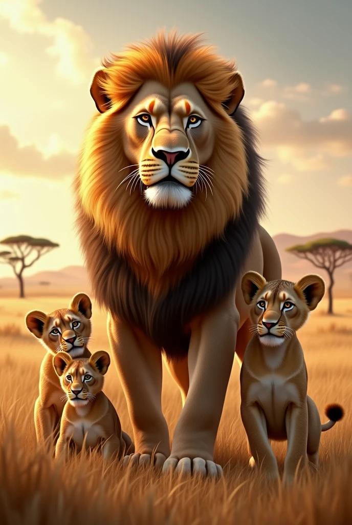 Lion with family 