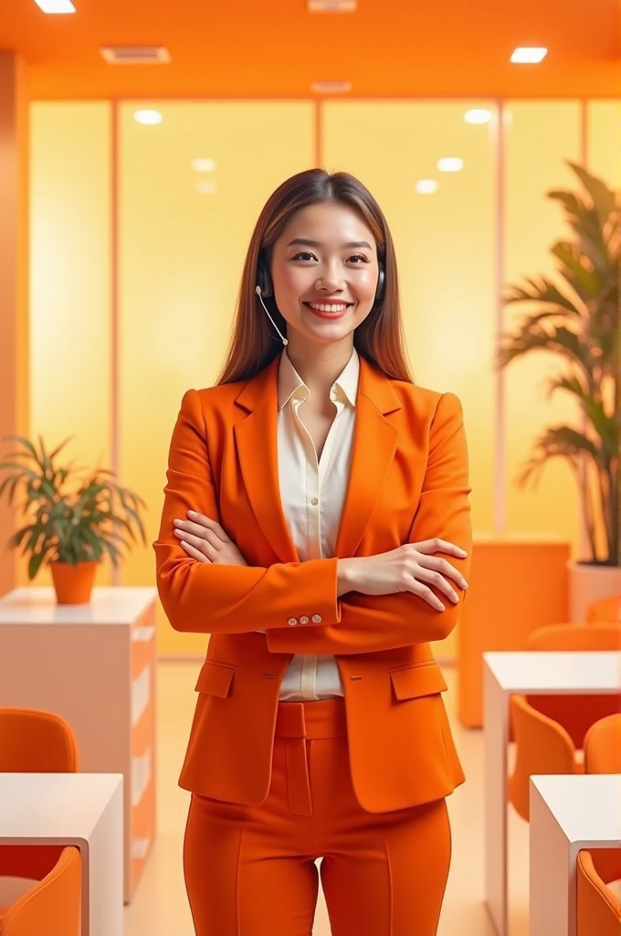 Create an orange support service image for a banner