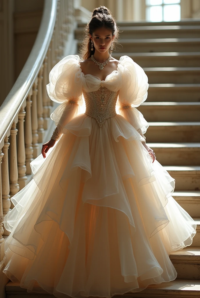 A monstrosity of tulle and chiffon and gauze, so different from the loose dresses I liked to wear: the upper part well fitted to the body, the curve of the neck in a wave that would enhance the breasts well, and the skirts… These, almost a bright tent, They were practically floating in the sweet spring air.Maybe I would have been able to handle all of that if it weren&#39;t for the long sleeves., inflated, so big that I could almost see them shining out of the corner of my eye. They had filled my hair with curls, Half collected, half loose, adorned with pearls and jewels and the Cauldron knew what else; It had taken all my self-control not to cringe in front of the mirror as I looked at myself before descending the stairs into the main hall.. The dress hissed and rustled with every step..