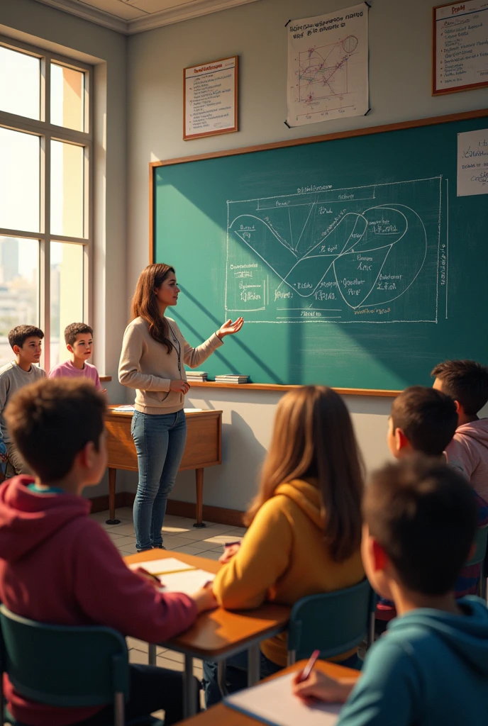A classroom where they are teaching geometric sequences