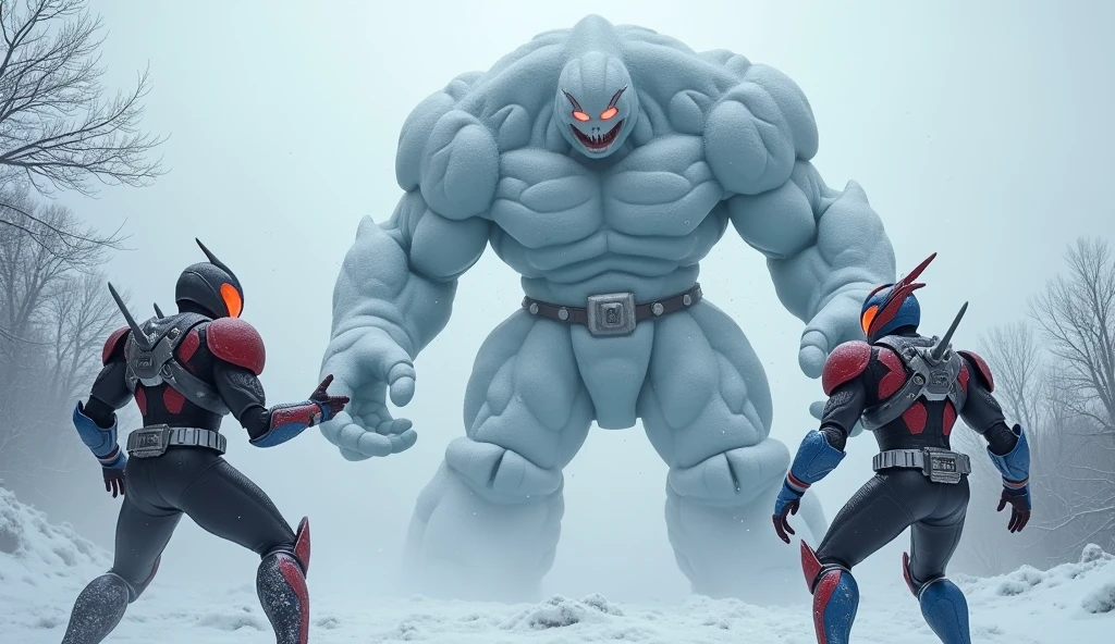 Two Kamen Riders vs. the Monster Snowman