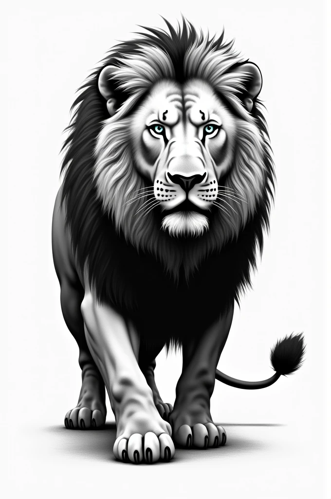 A lion for a tattoo white and black showing strength recovery reborn from a bad situation it has to be simple but strong