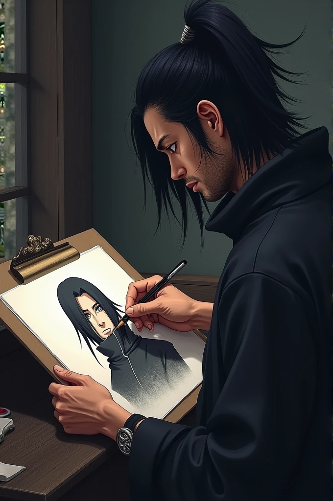 Try a man sketching itachi 