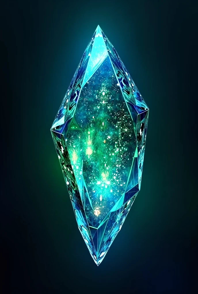 a striking crystal with blue and green hues surrounded by darkness on a stone