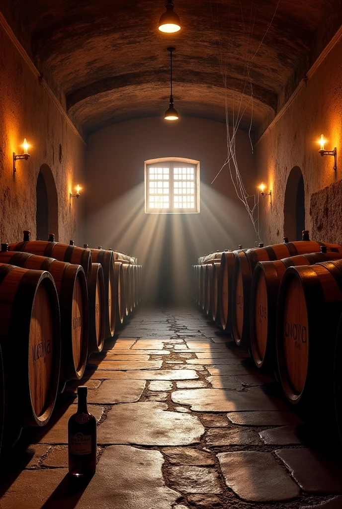 Generate the image of the Port Wine at a Cellar in Porto Portugal.
