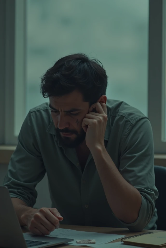 Image of a 30 year old man giving up