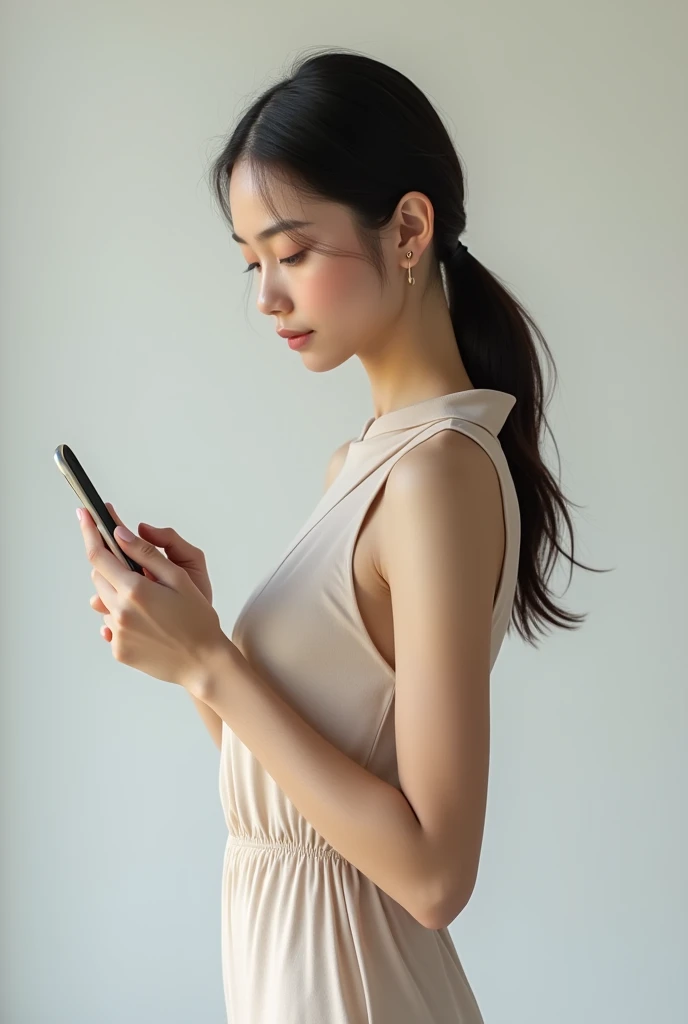 Creat a combination a slim girl and phone 