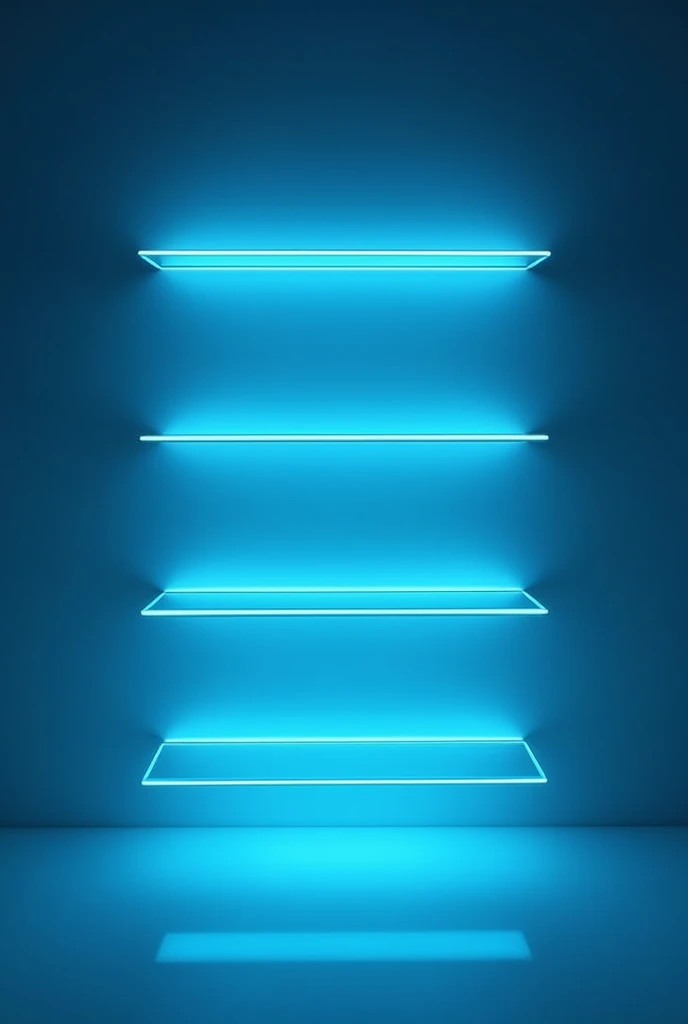 Floating glass shelves with blue LED lights