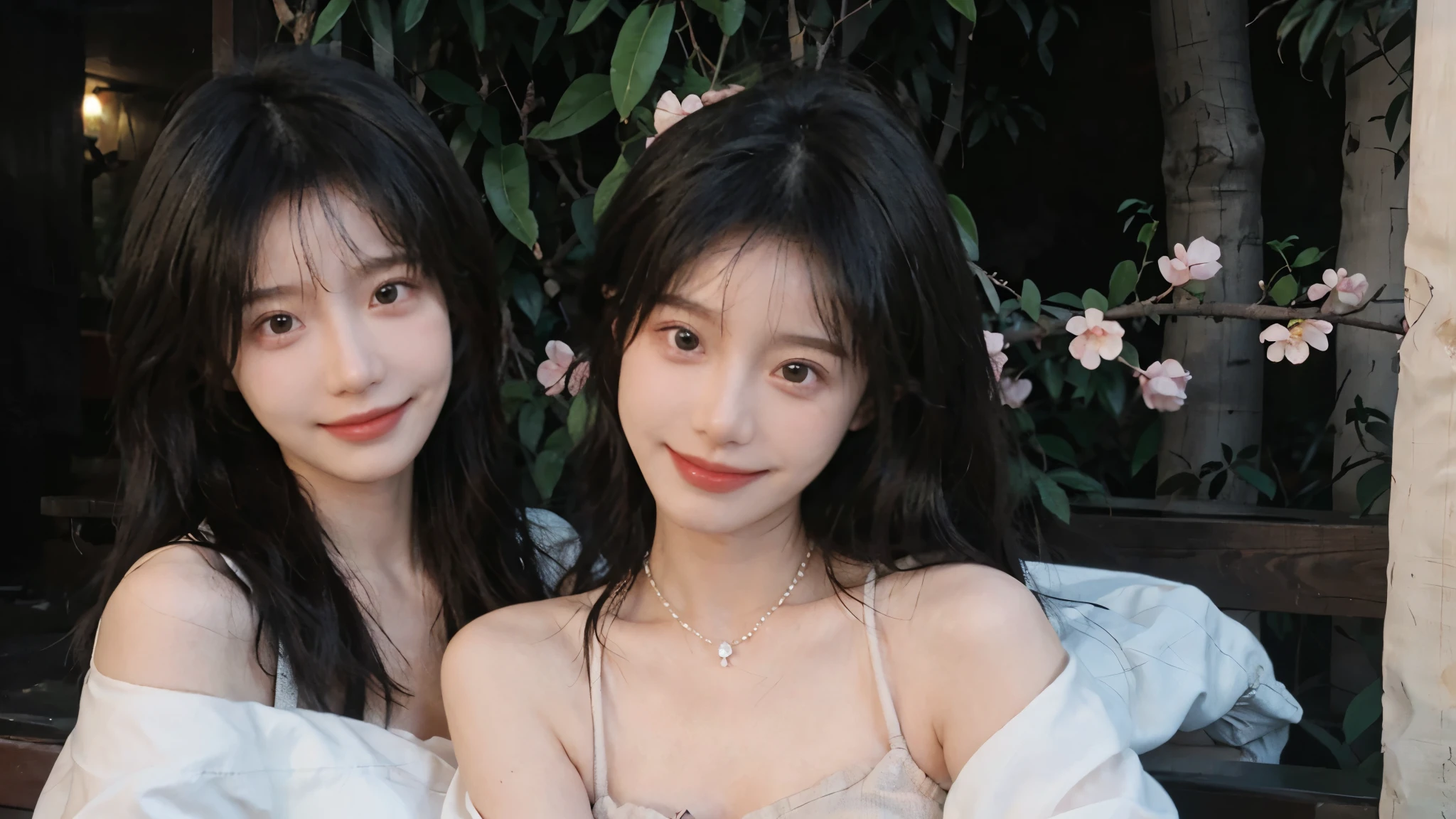 best qualtiy， Ultra-high resolution， （realisticlying：1.4），cute hairpin，Baoyu Girl，European style apartment，（flatchest：1.2） ，A pair of clear and moving peach blossom eyes,Royal Sister，sunshine on face，Big waves，（ln the forest：1.4），（choker necklace：1.2），（Fair skin：1.4），a sense of atmosphere，a beauty girl， ssmile，head straight-looking at viewer， closeup cleavage ，(Photorealistic:1.4),1girll,sexly,(Upper body:1.4),(Wet body),(:1.2)