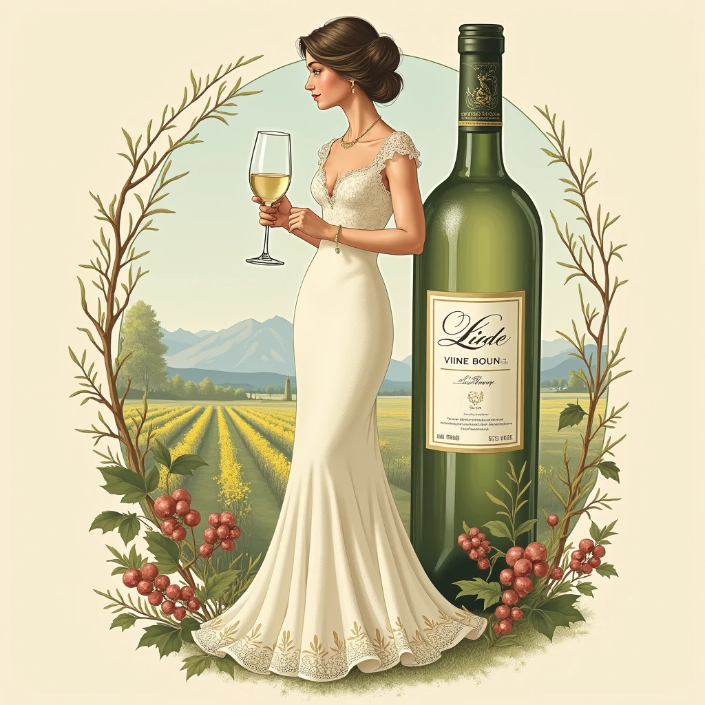 Cree moi une etiquette de bouteille de vin blanc