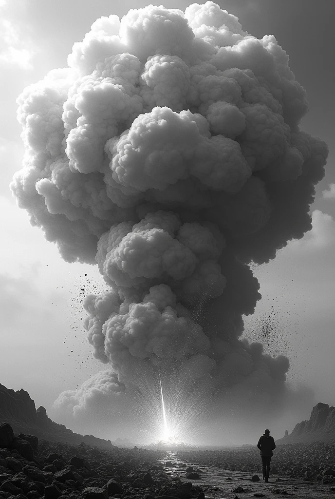 A massive black and white explosion that destroys everything it touches