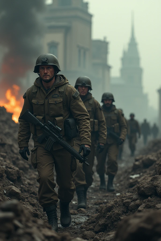 Create for me a war scenario like movies about the end of the world