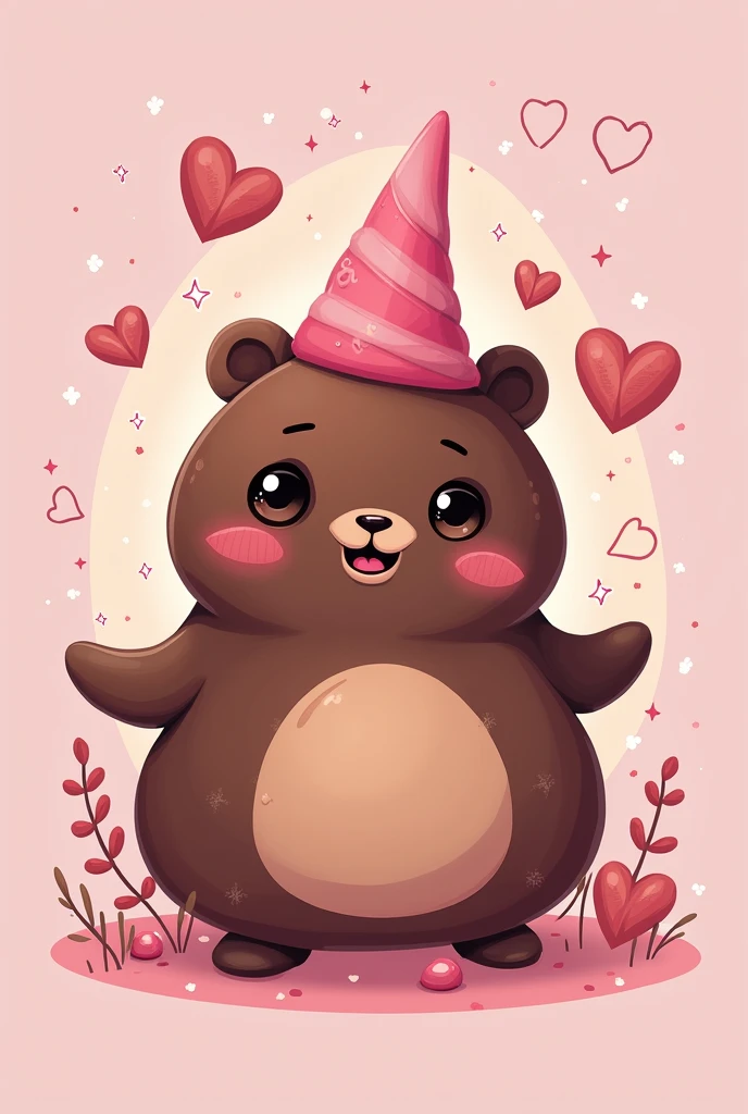 A magical brownie logo with pink colors