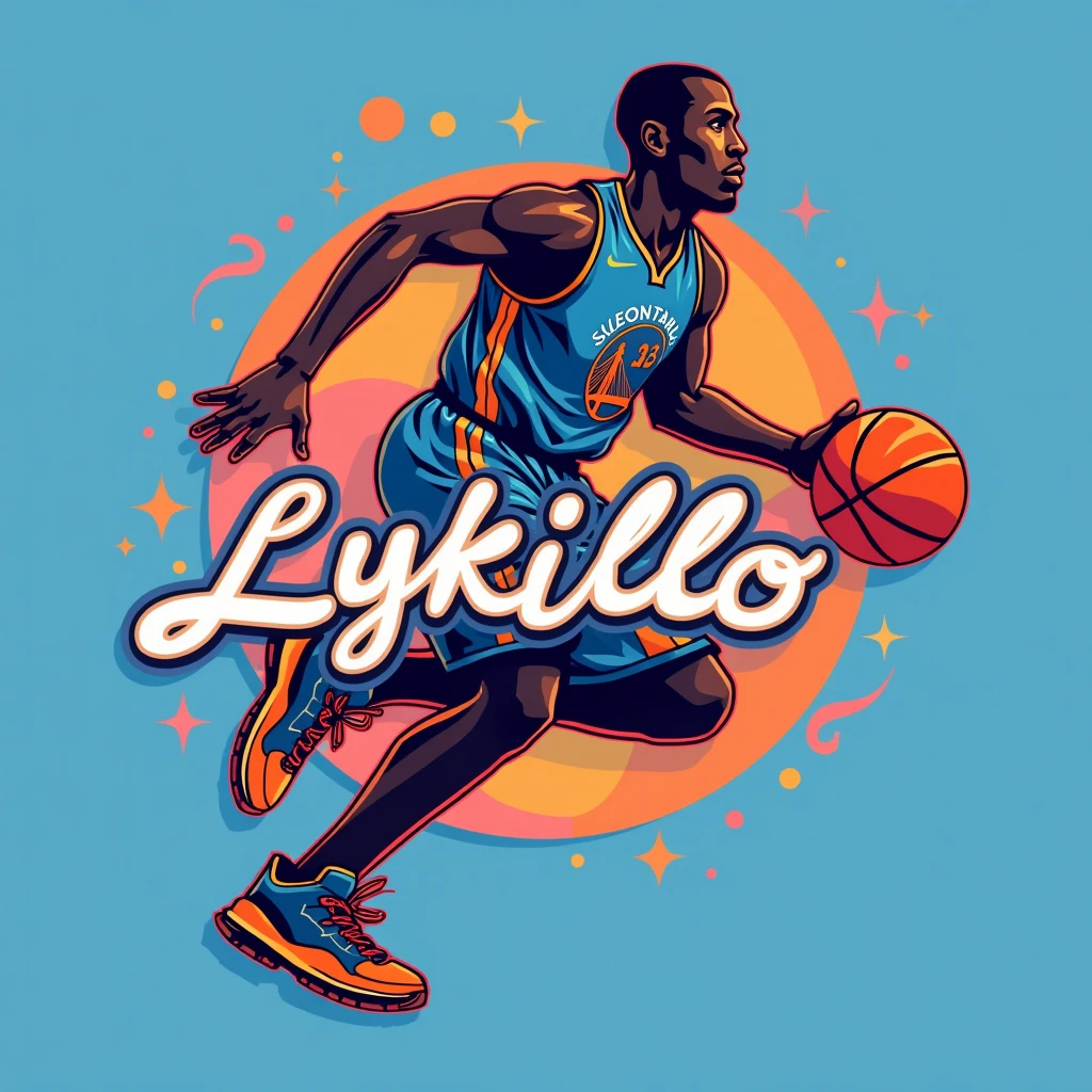 Create a logo or image that says Lykilllo NBA and that the image is related to basketball and give it an animated and simple touch, but also attractive and if you like shaded and also bright and with something that inspires confidence , that it is an incredibly unique logo