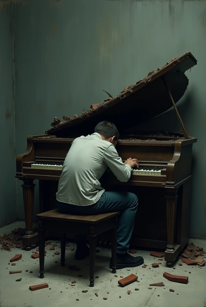 Piano broken heart sad man