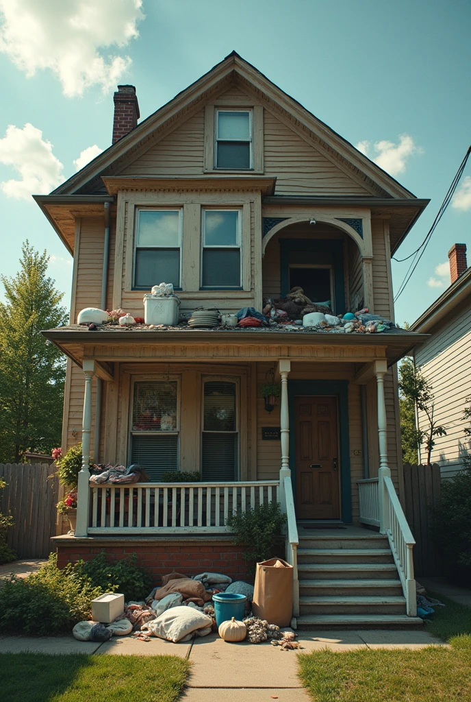 An image of a house showing the rooms , some very very tidy,clean and other rooms very very messy