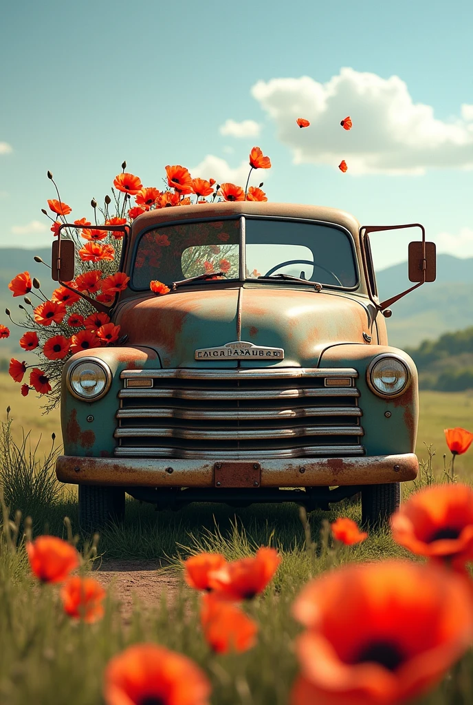 Truck that says poppies
