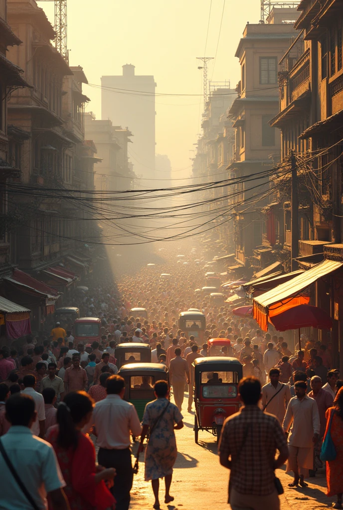 An indian city life at 8 am
