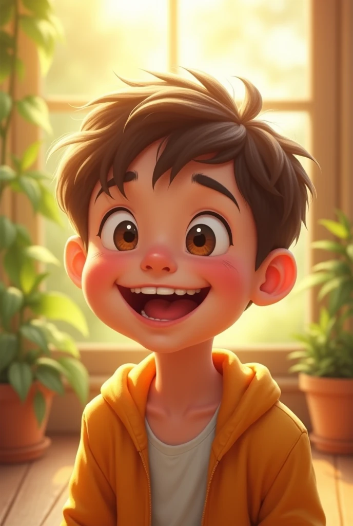 A boy feel so happy