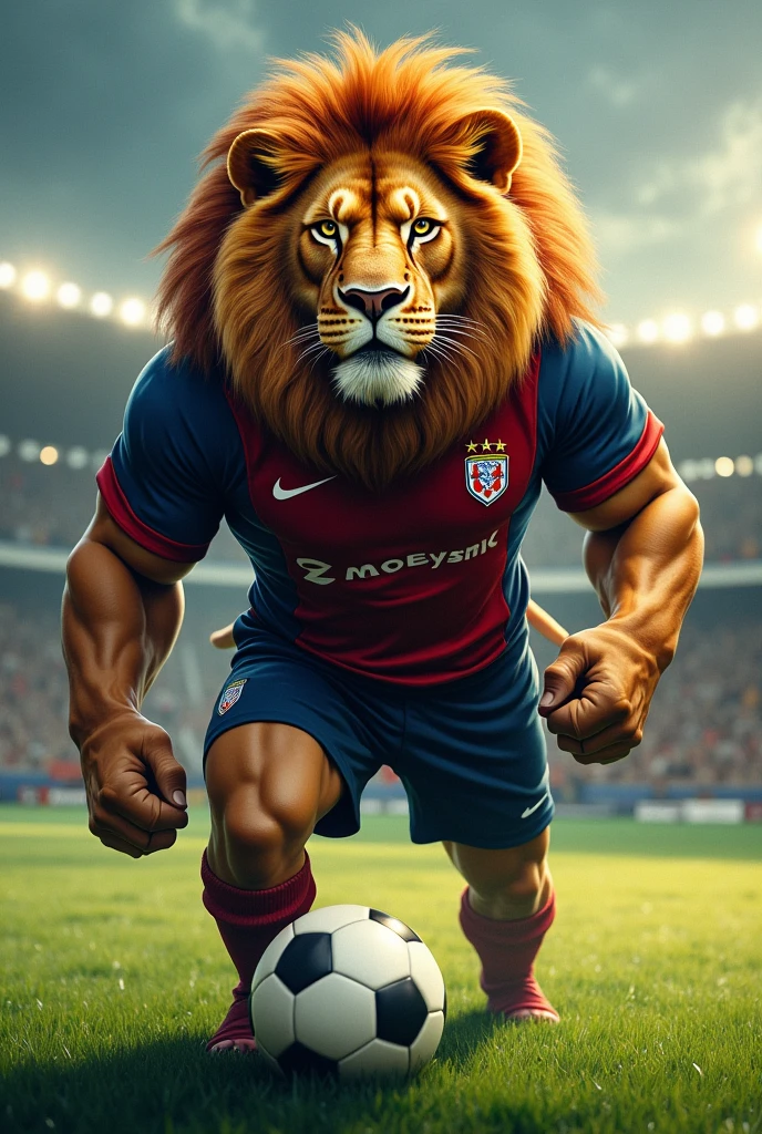 Lion in soccer uniform