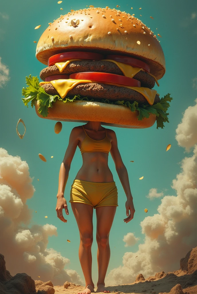 hamburger woman raising an eye
