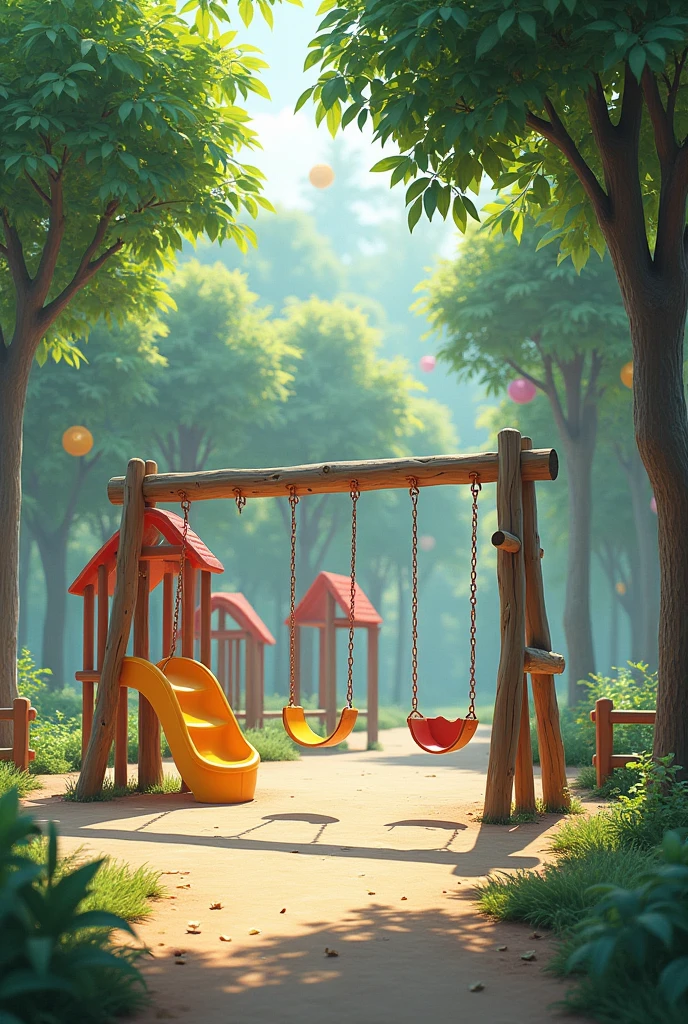 children&#39;s playground without people
