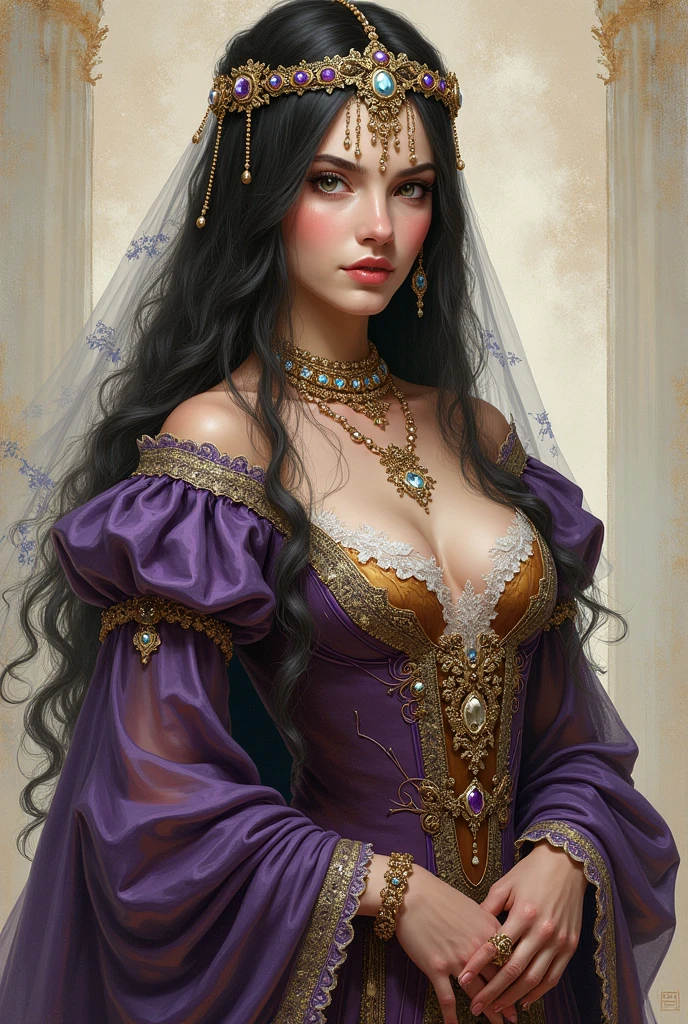 **3D Drawing Request: Gypsy cute dove**

I would like to request the creation of a 3D drawing of a Gypsy Pomba Gira. The character must be brunette, with very fair skin and long flowing hair, In the black color. To add a special touch, She must have a red rose delicately tied in her hair.

The dress must be long, with a layered skirt that combines black and blue colors, adorned with golden details that enhance its beauty. In one hand, she must hold a cup, while in the other he is smoking a cigarillo, displaying a seductive and sexy expression.

Furthermore, the character must be adorned with lots of jewelry that complement the glamorous and enigmatic look of Pomba Gira. The focus should be on capturing the essence of seduction and mystery that this figure represents..

Thank you for your attention and I look forward(a) to see the artistic interpretation of this character!

---
