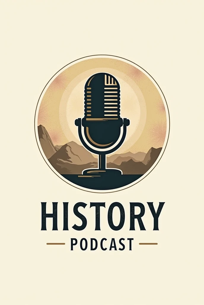 A logo for a history podcast with a microphone 