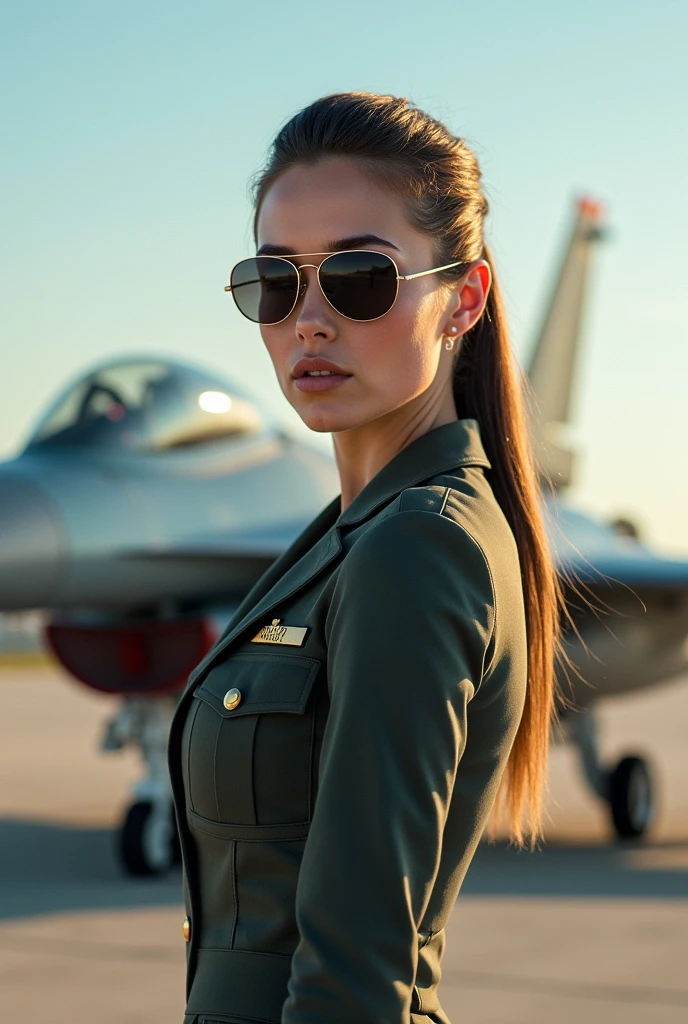 (Photorealism:1.2), beautiful woman, Fighter Jet Signalman
