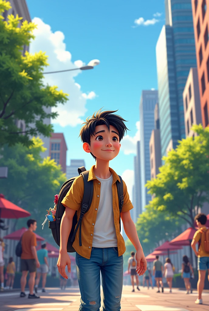 Korean Boy in Sydney with bag pack