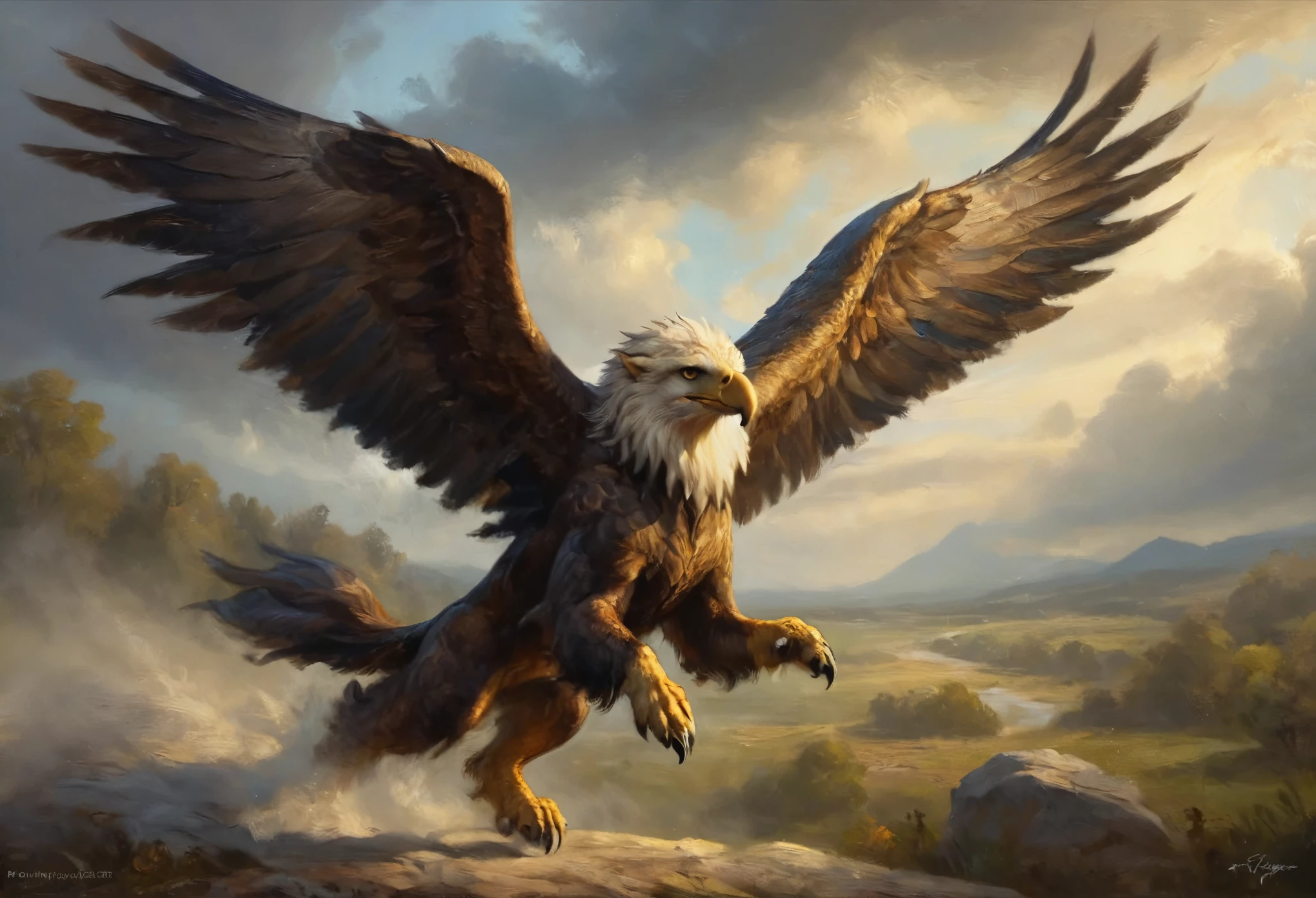 A cute female sorcerer, beautiful detailed eyes, beautiful detailed lips, extremely detailed eyes and face, longeyelashes,sexy airy silken robe with bright symbols, riding on the back of a fierce griffin (very large, forelegs of an eagle, head and mane of an eagle, eagle wings at shoulders, body of a lion), tossing lightning as the griffin flies low over the battlefield, best quality,4k,8k,highres,masterpiece:1.2,ultra-detailed,realistic,photorealistic,photo-realistic:1.37,HDR,UHD,studio lighting,ultra-fine painting,sharp focus,physically-based rendering,extreme detail description,professional,vivid colors,bokeh,fantasy,magic,atmospheric,dramatic lighting