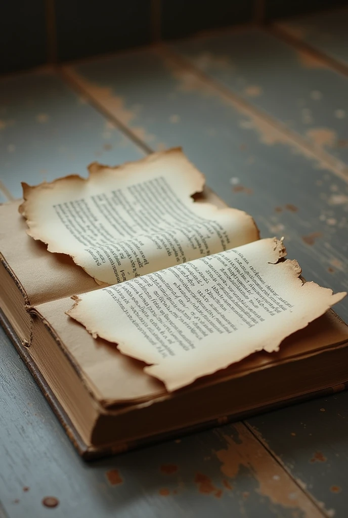 If a page has been torn from a book and has fallen to the ground, you can say:
**"A torn page fell from the book."**