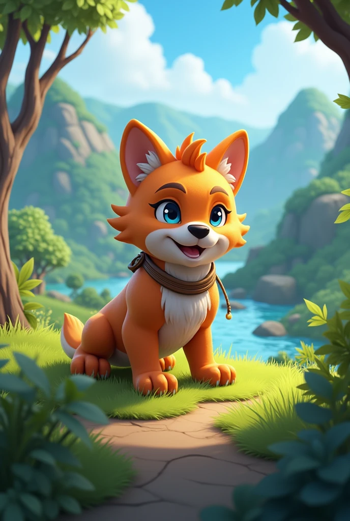 (photorealism:1,2) Chester from brawl stars drawn in a landscape