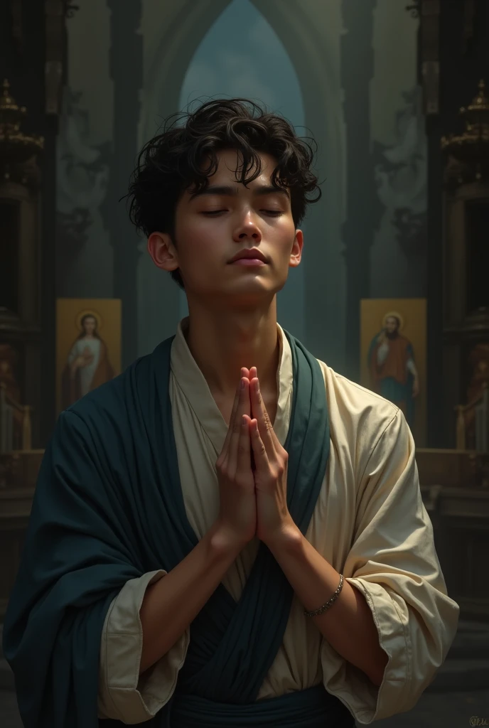 Young man praying