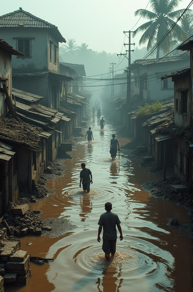 After getting down water flooded area's picture in Bangladesh. Where streets are destroyed home are also destroyed 