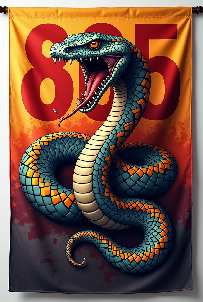 a flag as a rectangular shape, written “805”, and with a really cool image it could be of a snake