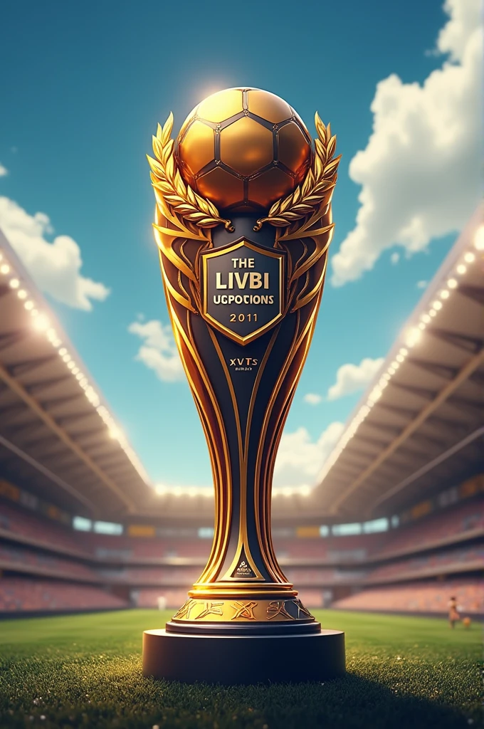 I need to create a sticker for the soccer championship trophies. The trophies are long and round, they look like PVC pipes.