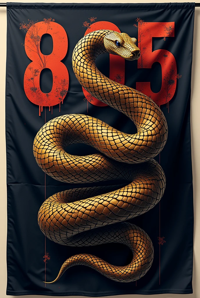a flag as a VERTICAL format , written “805”, and with a really cool image it could be of a snake