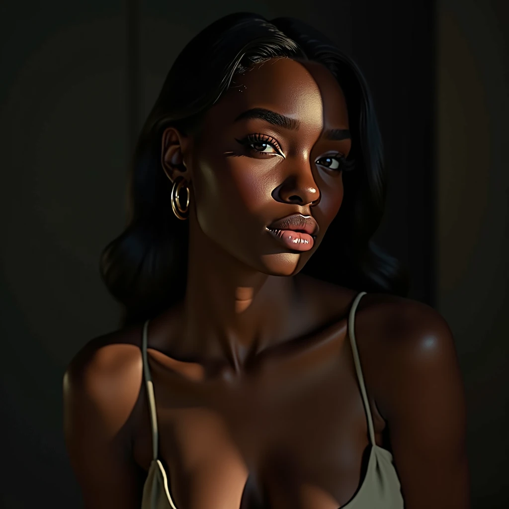 detailed beautiful young woman, dark ebony skin, stunning, realistic, photographing herself with a high-quality DSLR camera, product photography, sensual, semi-nude, studio lighting, 8k, photorealistic, hyperdetailed, cinematic composition, dramatic lighting, vivid colors, flawless skin, elegant pose, graceful movement, captivating expression, portrait, chiaroscuro, dramatic shadows
Estudio de fotografía fotografía de producto