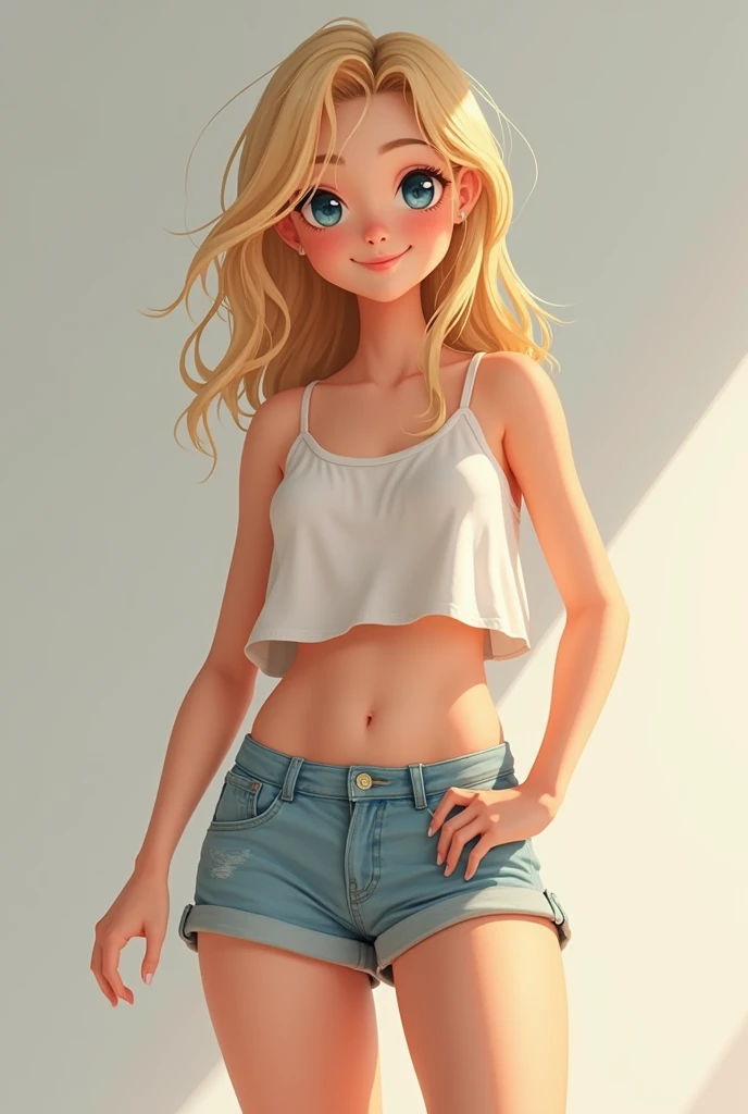 blonde in shorts