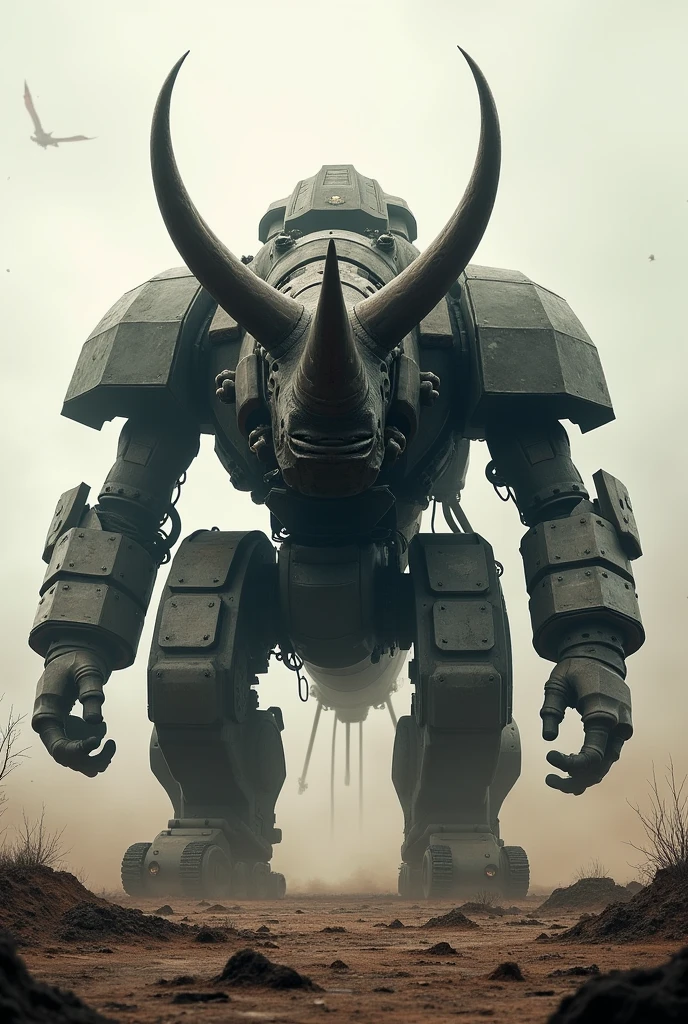 Show me a fusion of rhinoceros and tank