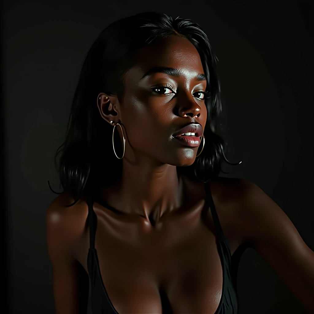 detailed beautiful young woman, dark ebony skin, stunning, realistic, photographing herself with a high-quality DSLR camera, product photography, sensual, semi-nude, studio lighting, 8k, photorealistic, hyperdetailed, cinematic composition, dramatic lighting, vivid colors, flawless skin, elegant pose, graceful movement, captivating expression, portrait, chiaroscuro, dramatic shadows
Estudio de fotografía fotografía de producto