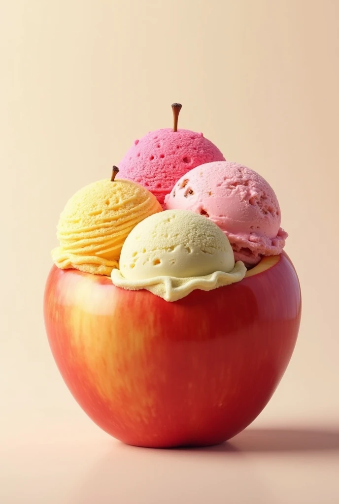 ICE CREAM BALLS IN AN APPLE CONTAINER