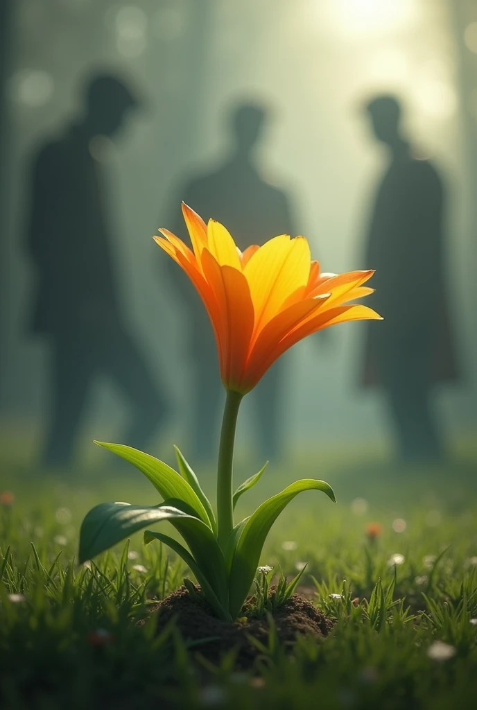 (photorealism:1.2), beautiful flower, torn from the grass,
being intact, shadows of people behind