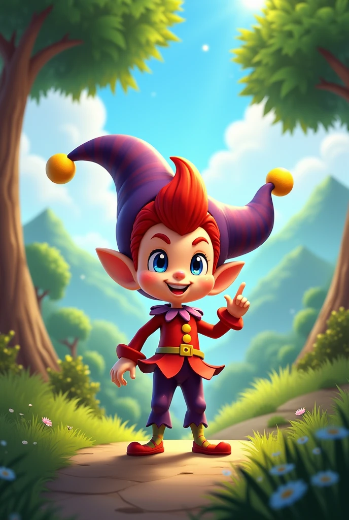 In a landscape with the same nature you can see Chester, A Brawl Stars character who is a red-haired jester