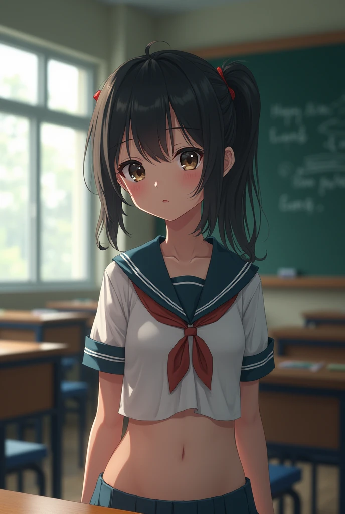 Anime style girl naked at school