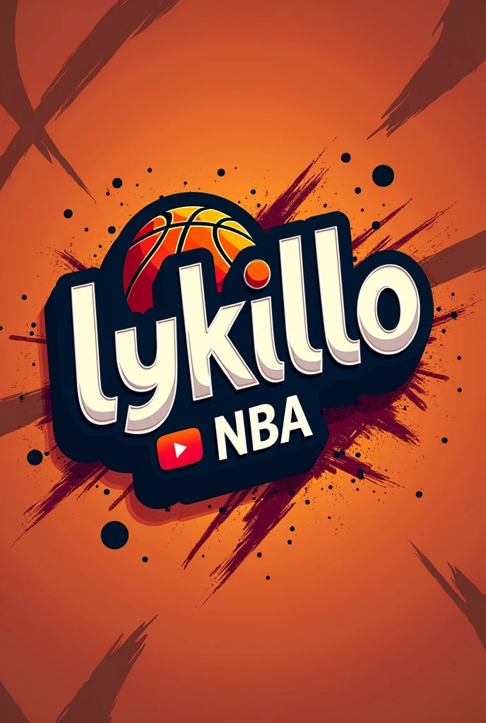Create a logo for YouTube that says Lykilllo NBA and gives it a basketball touch and an animated touch