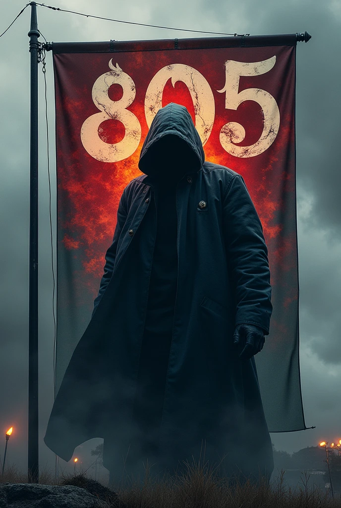 a flag as a VERTICAL format , written “805”, and with a really cool and slightly intimidating image, fiction