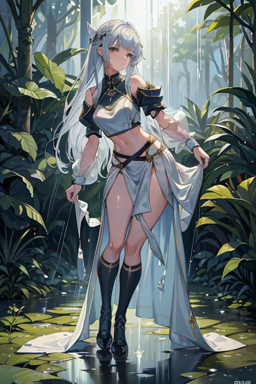 nsfw,(from below),Close ~ eyes, Meditation under a waterfall,A clear, cold blue waterfall flows down,Put your hands behind your back,
A forest spring where water from a waterfall flows,Quiet air,Plants are overgrown,reflection,Dazzling Light, Ancient ruins buried in the forest,weed,
((highest quality)),High resolution,Sharp focus,(Super detailed,Very detailed),{best illustration},
(Very detailed CG unity 8k wallpaper),(((Vibrant colors))),Anime Style,
gleaming skin,Natural skin texture 鮮明な詳細, (Realistic eyes, Natural skin texture, Realistic facial details), Big Tits,
glamorous_expensive_Tight waist_Long legs,curve,Cleavage,
One girl,gran blue fantasy,Azusa,ponytail,((White corner:1.4)),Beautiful and elaborate face,
Perfect Eyes,Long Hair,(White corner),Red Eyes,(Shiny silver hair),Camel Toe,jewelry,Gold earrings, White kimono, (White loincloth),((white loincloth)),sweat,Dripping water,My whole body is wet,heavy breathing, humid, fog, see-through, nipples visible through clothes,